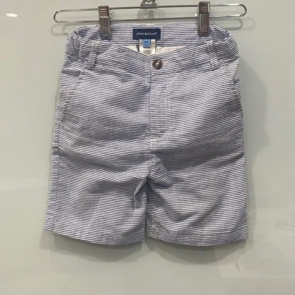 Andy & Evan Boy's Kid's Casual Blue and White Stripe Shorts Sz 5Y